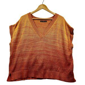Peruvian Connection Sweater Vest Womens M/L Orange Pima Cotton Knit Oversized